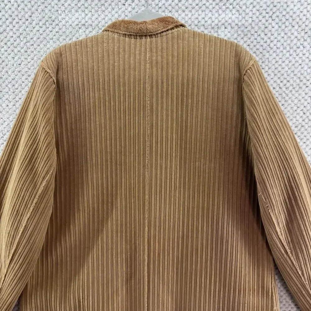 VTG Harve Benard Corduroy Penny Lane Jacket M Tan Long Length Plush Backing